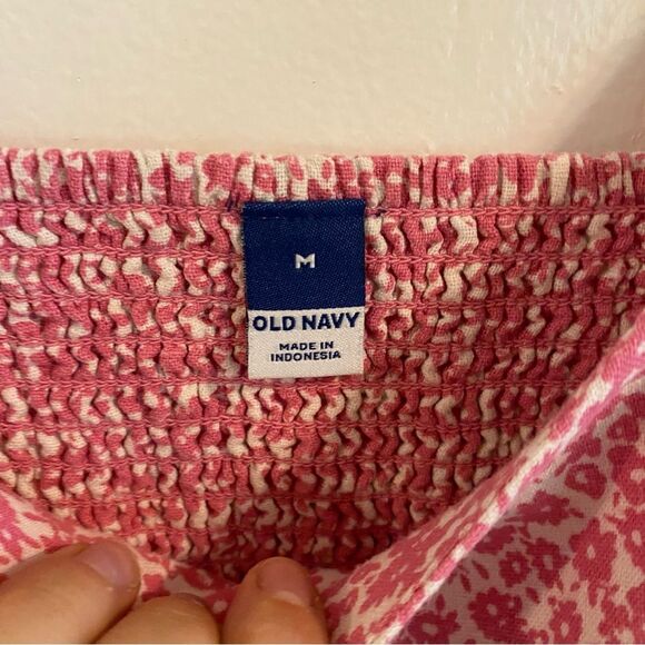 Old navy Fit & Flare Cami Mini Dress linen blend pink floral size medium - Picture 11 of 11